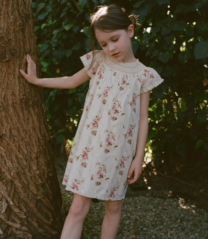 LISI DRESS -- BLANC PRAIRIE ROSE