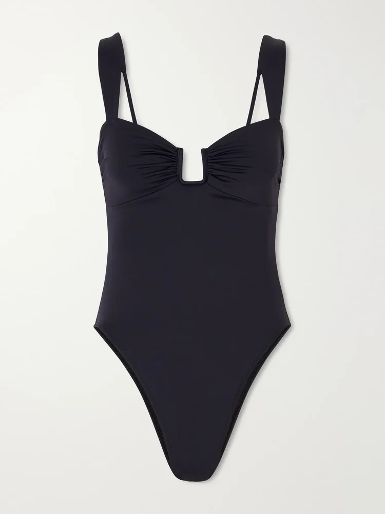 Cannes embellished gathered swimsuit