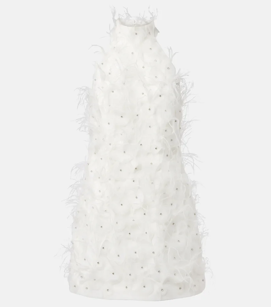 Bridal Meha Feather-Trimmed Minidress