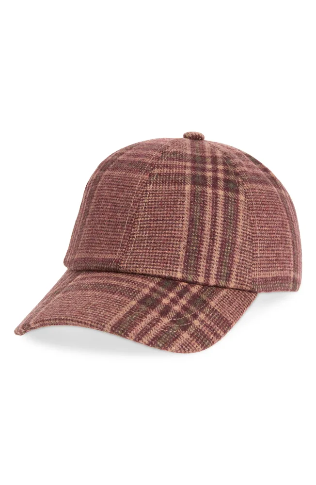 Plaid Wool Blend Baseball Cap