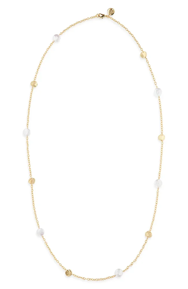 Coin & Pearl Station Necklace