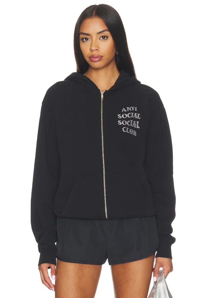 Rhinestone Zip Up Hoodie