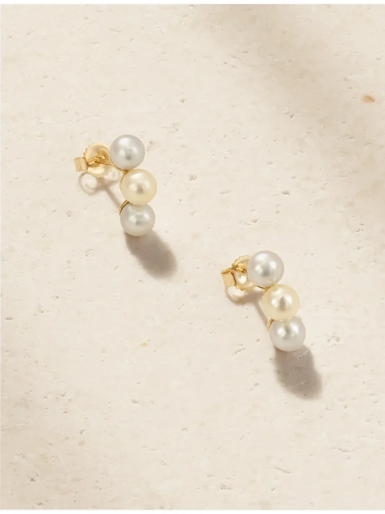 14-karat gold pearl earrings