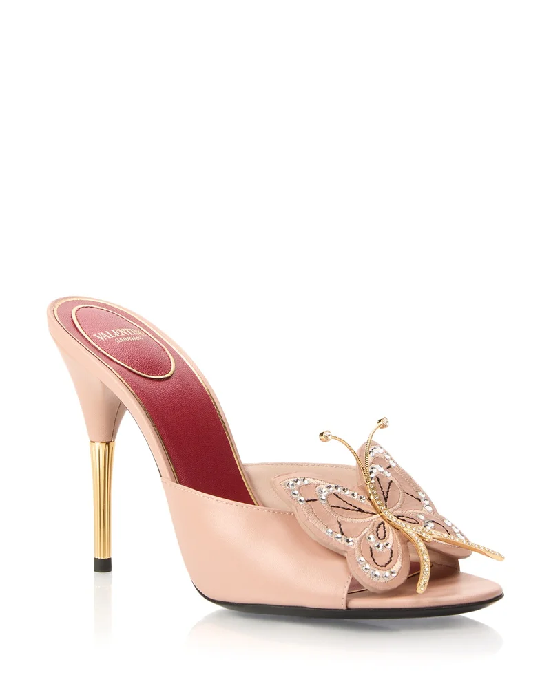 Flutterby Embellished Leather Slide Sandals