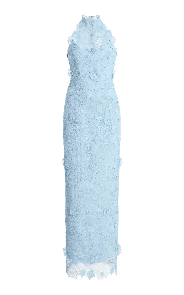 Guipure Lace Halter Neck Column Dress