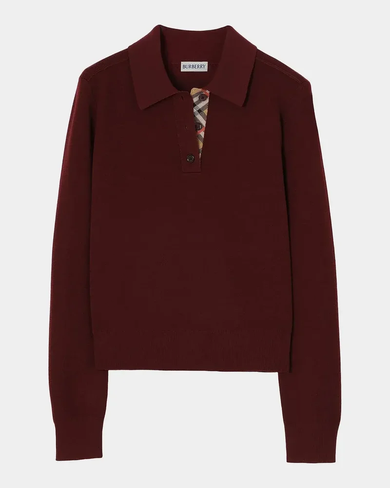 Mandy Wool Long-Sleeve Polo Shirt