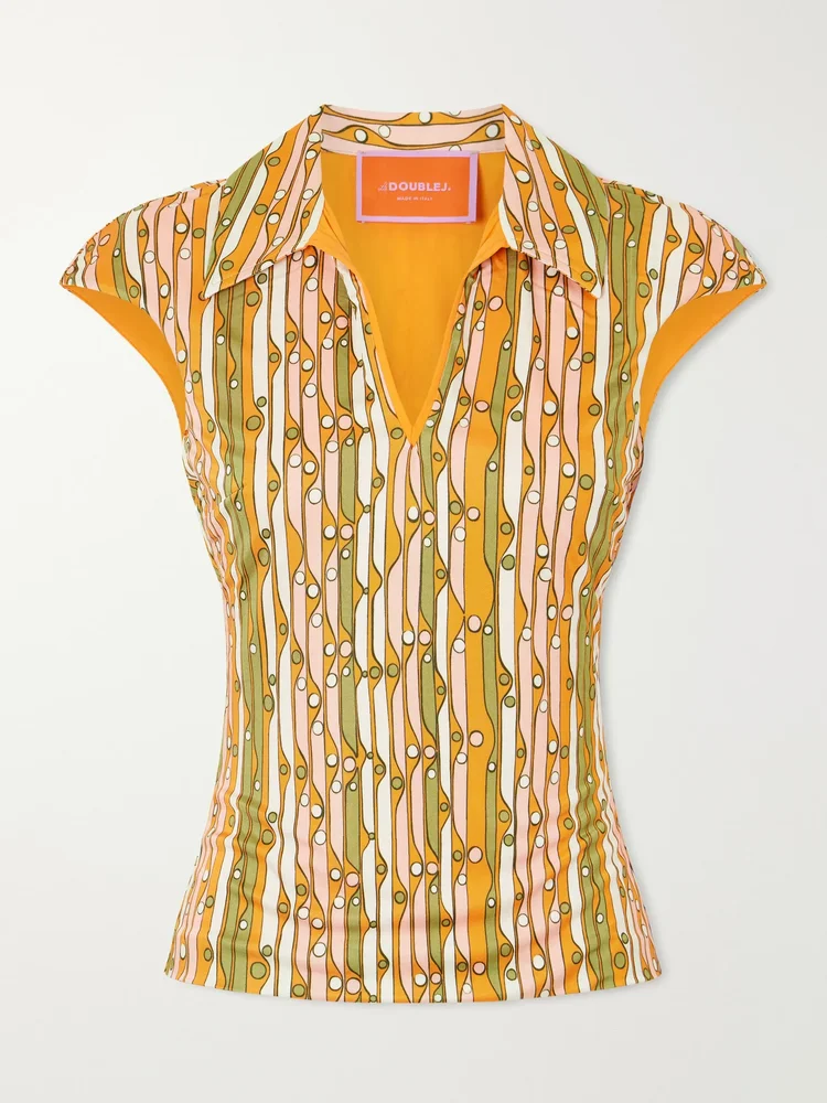 Printed stretch-jersey top