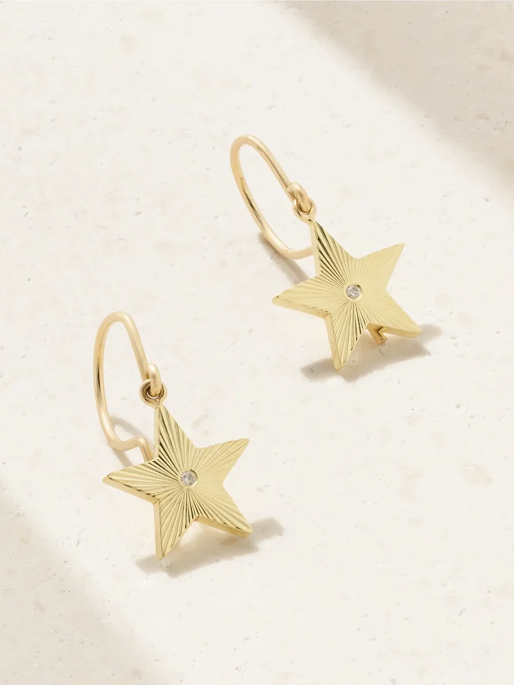 Mini 70s Star 18-karat gold diamond earrings
