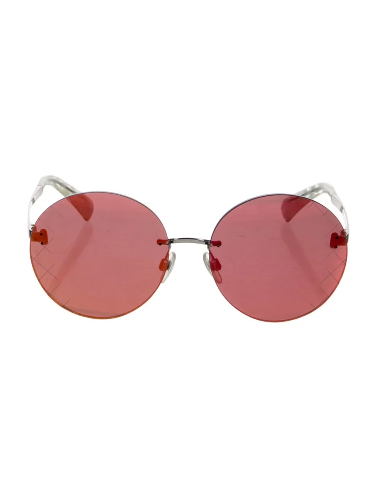 Interlocking CC Logo Red Round Sunglasses