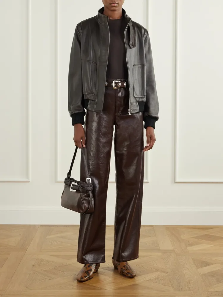 Arc recycled leather-blend mid-rise wide-leg pants