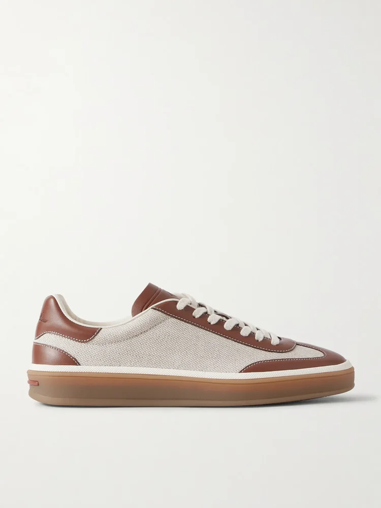 Tennis Walk leather-trimmed canvas sneakers