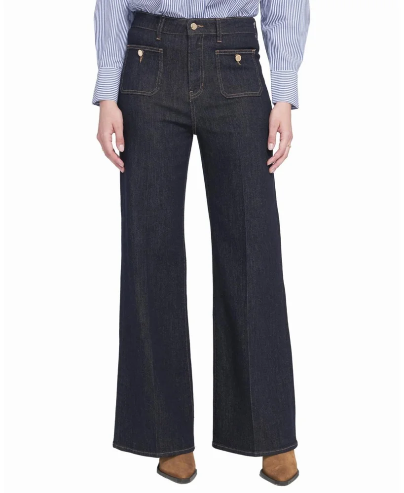Dark Wash Patch Pocket Wide Leg Jean