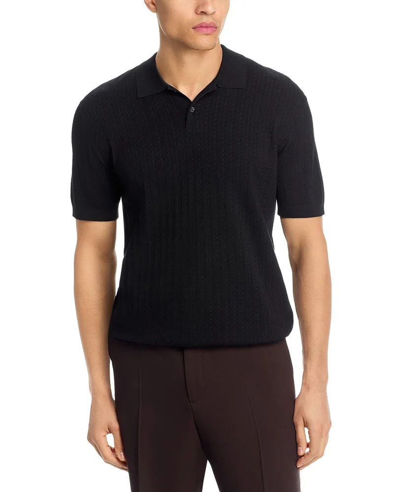 Cable Knit Polo Shirt in Light Bilen