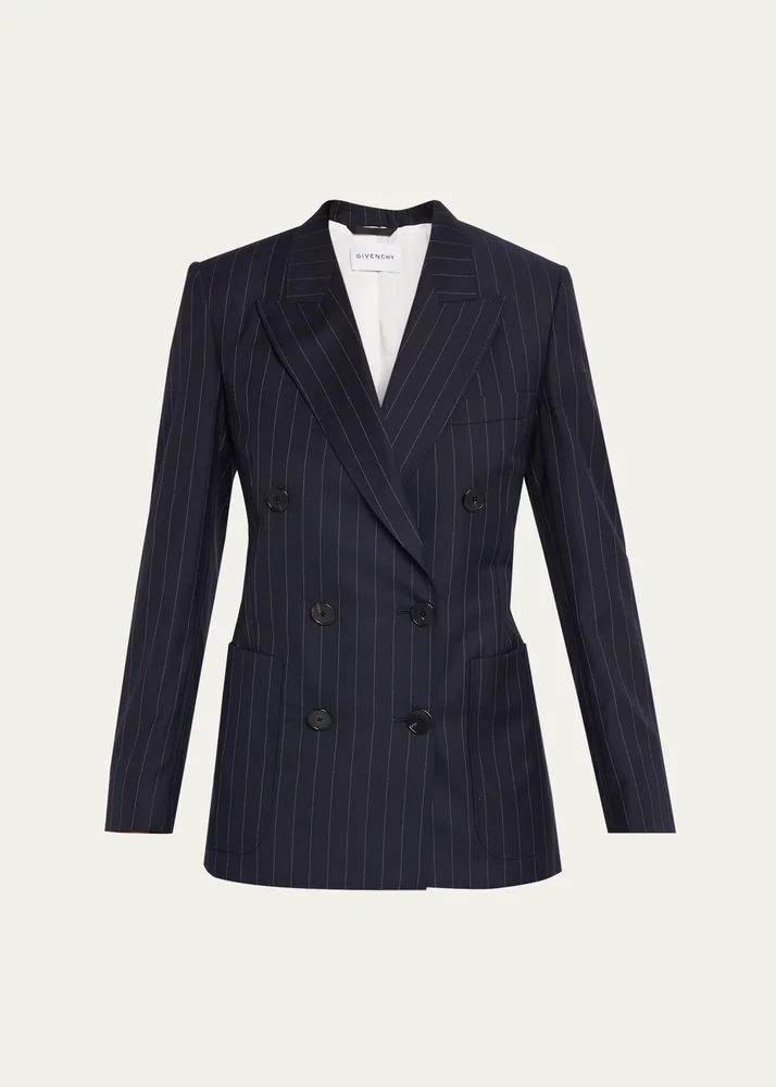 Double-Breasted Pinstripe Wool Jacket