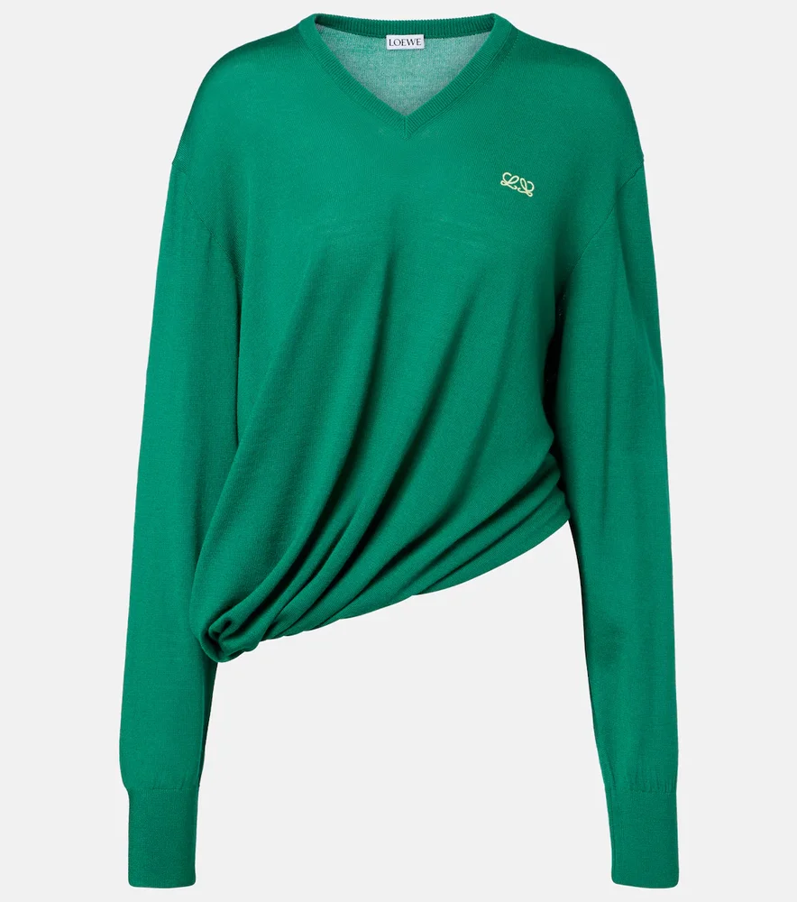 Double L asymmetric wool sweater