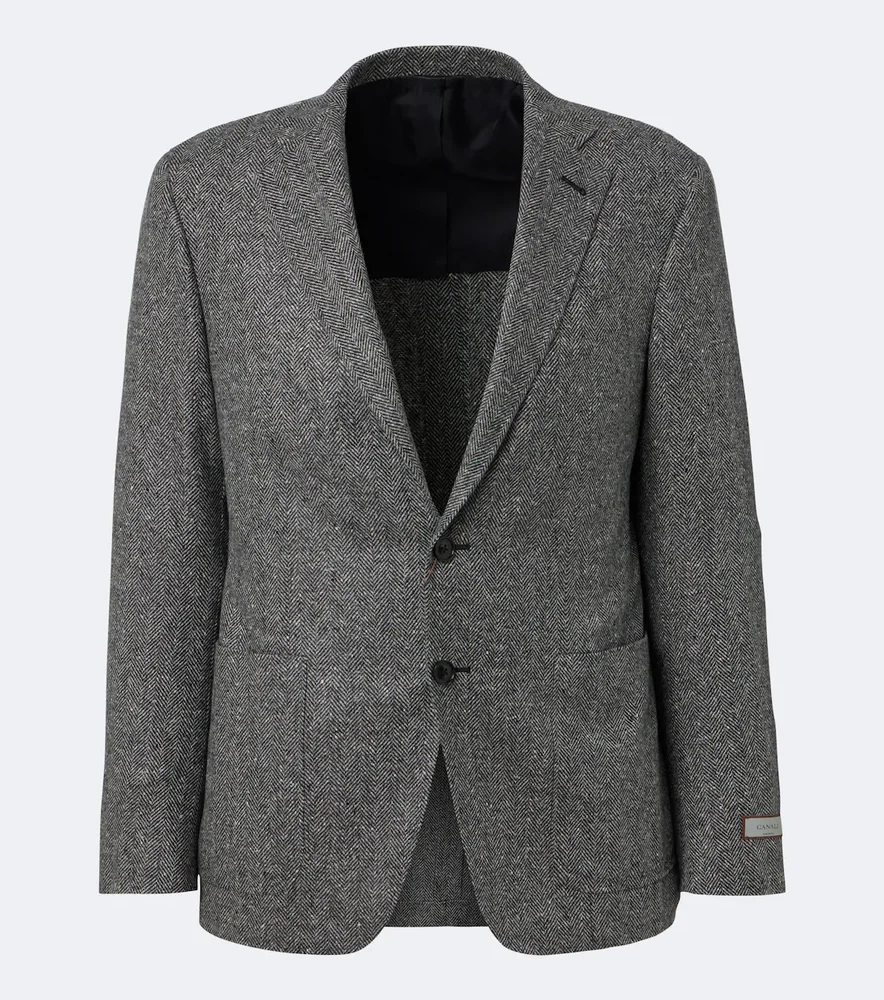 Herringbone wool and cashmere blazer