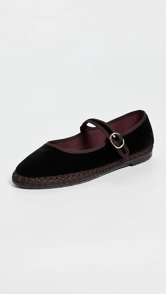 Velvet Mary Jane Flats