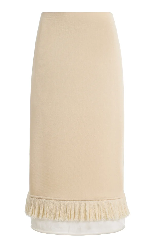 Fringed Silk Midi Skirt