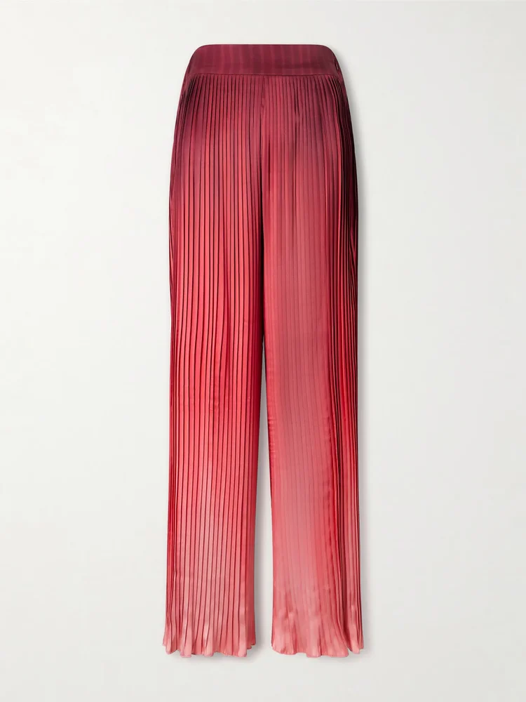 Ombré plissé-taffeta wide-leg pants