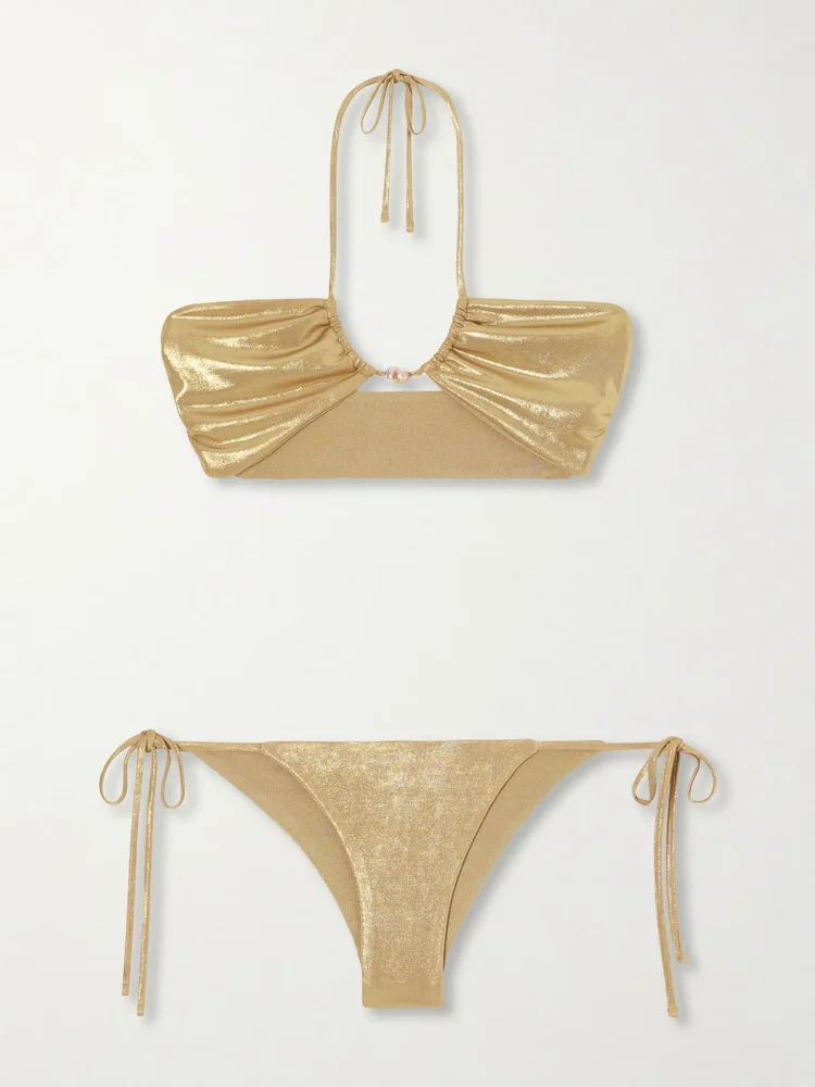 Bahia pearl-embellished bikini
