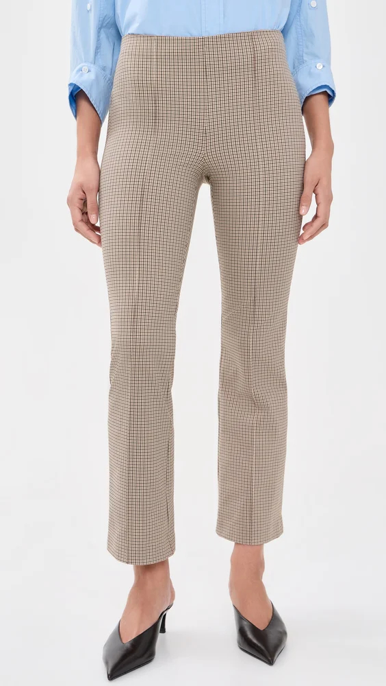Niki Mid Rise Plaid Crop Flare Trousers