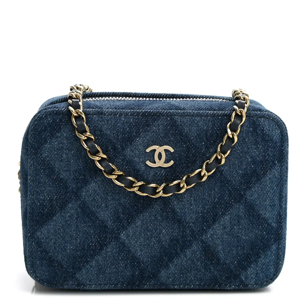 Printed Denim CC Camera Case (Blue)