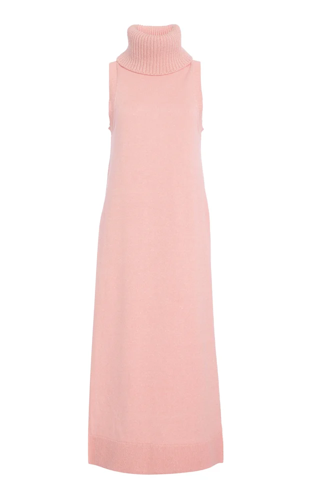 Cowl Neck Cashmere-Linen Tunic Midi Dress