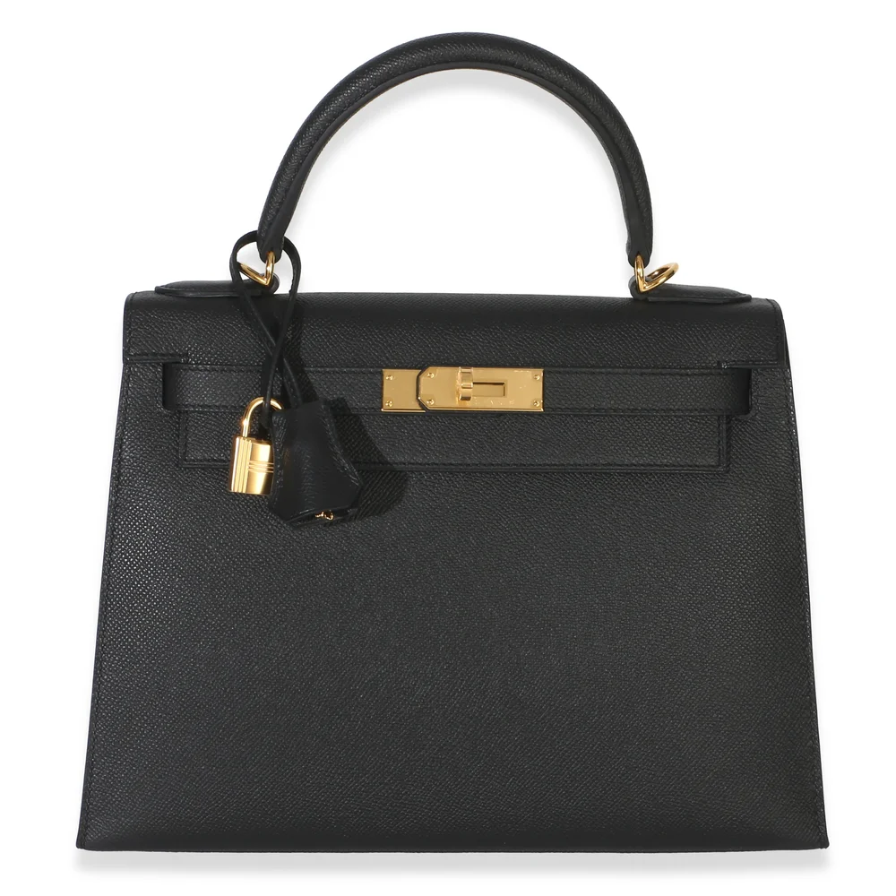 Pre-Owned Kelly Sellier 28 Black Epsom with Gold Hardware