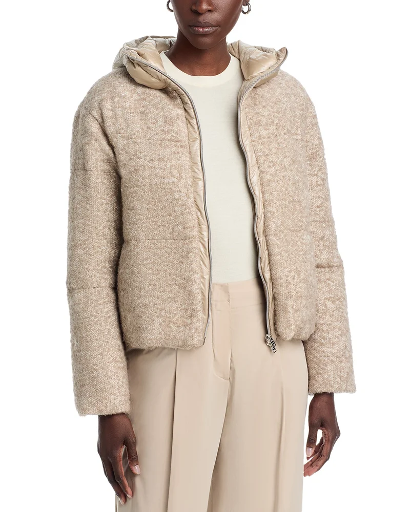 Sequin Embellished Woven Puffer Jacket