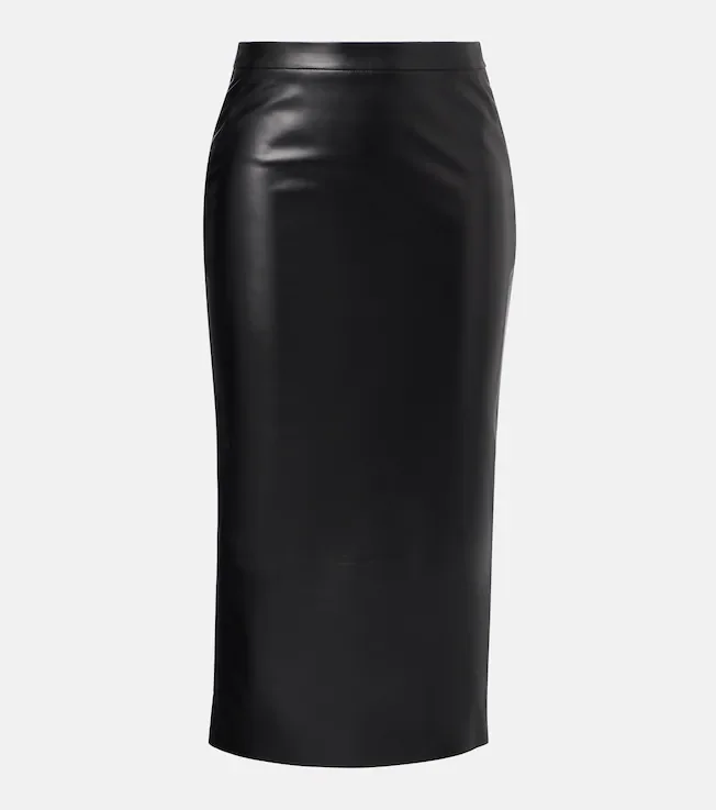 High-rise leather pencil skirt