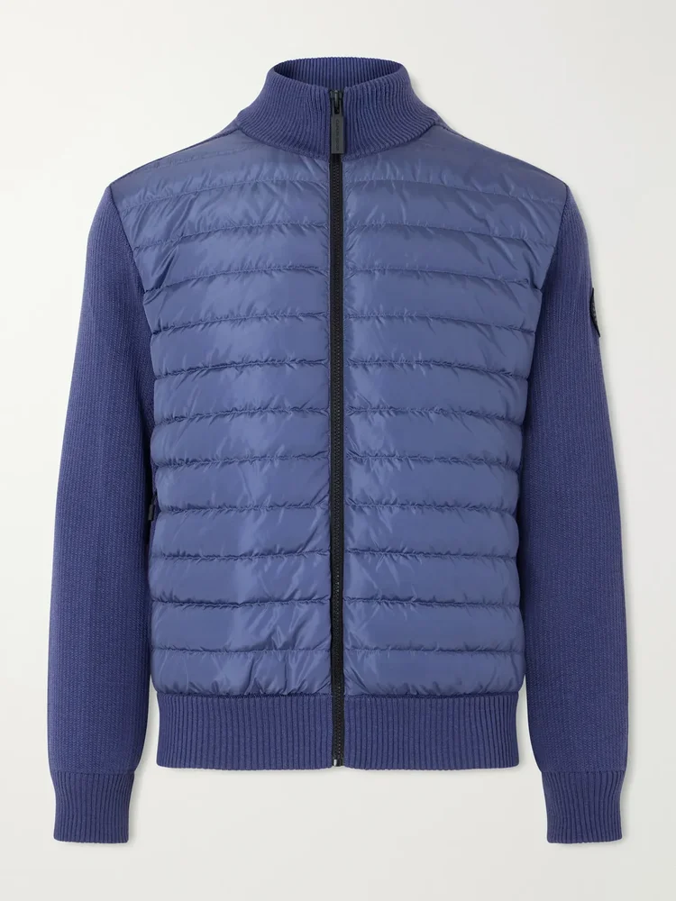 HyBridge® Ribbed Wool and Quilted Shell Down Jacket