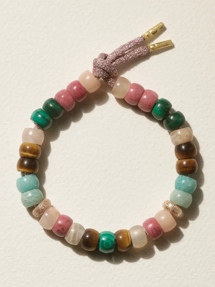 + Agua by Agua Bendita FORTE Beads 18-karat rose and yellow gold, Lurex and multi-stone bracelet
