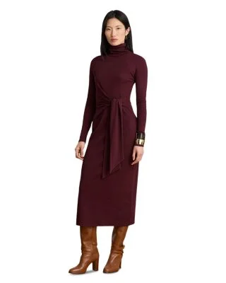 Tie Front Turtleneck Dress