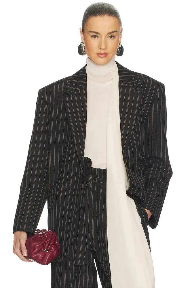 Stripe Twill Boyfriend Blazer