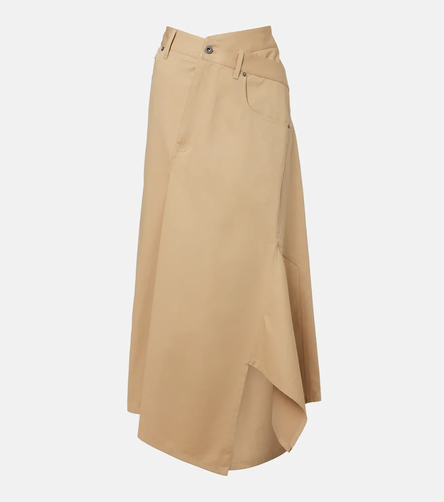 Asymmetric cotton midi skirt