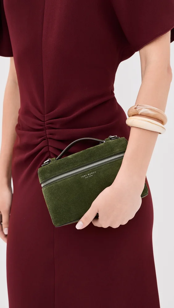 Suede Slim Top Handle Bag