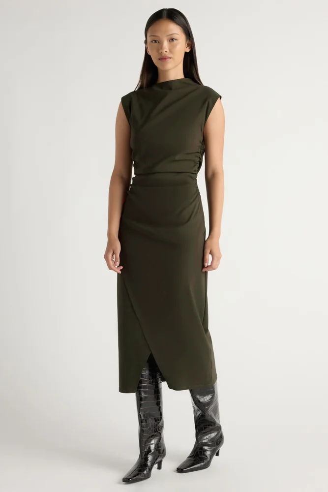 Modern Citizen Manon Asymmetric-Neck Ruched Dress