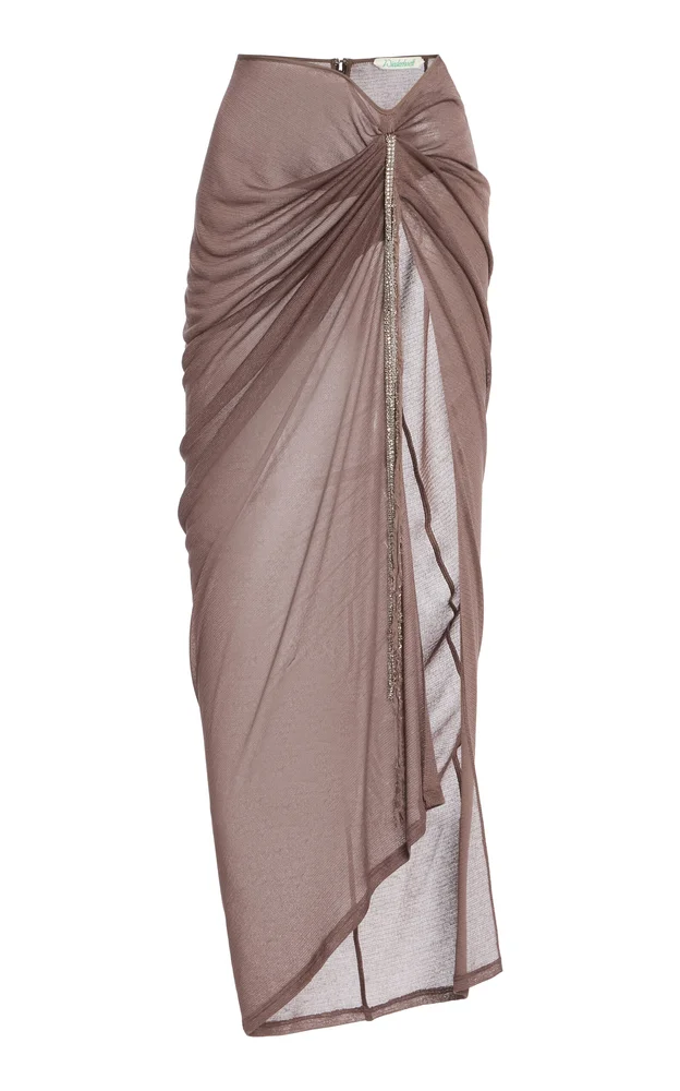 Draped Crepe Mesh Skirt