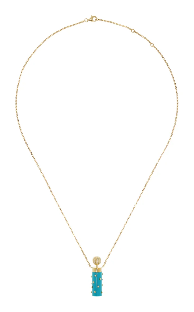 Vase 9K Yellow Gold Turquoise Necklace