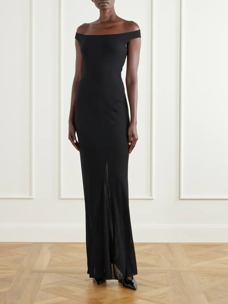 Draped jersey midi dress