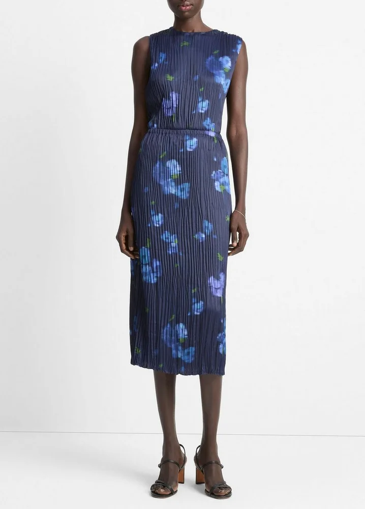 Poppy Blur Crushed Satin Column Skirt
