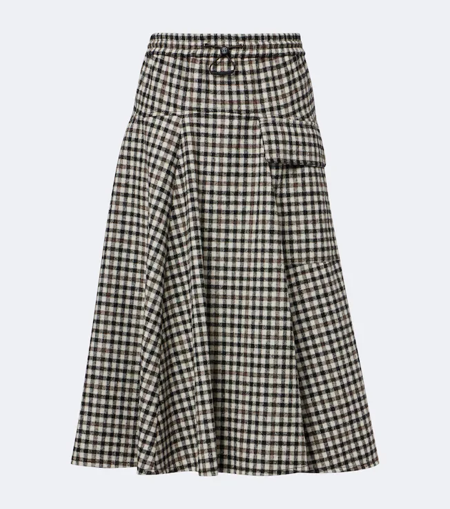 Checked alpaca and wool-blend midi skirt