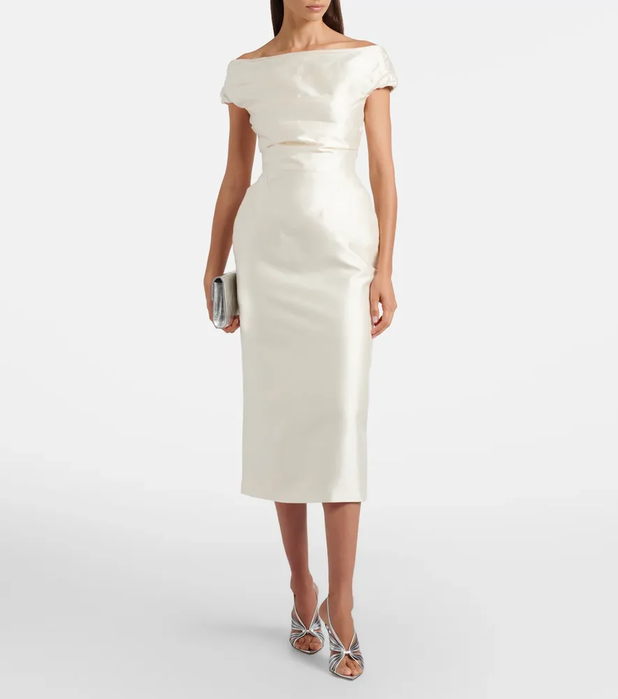 Bronte off-shoulder wool and silk cocktail dress
