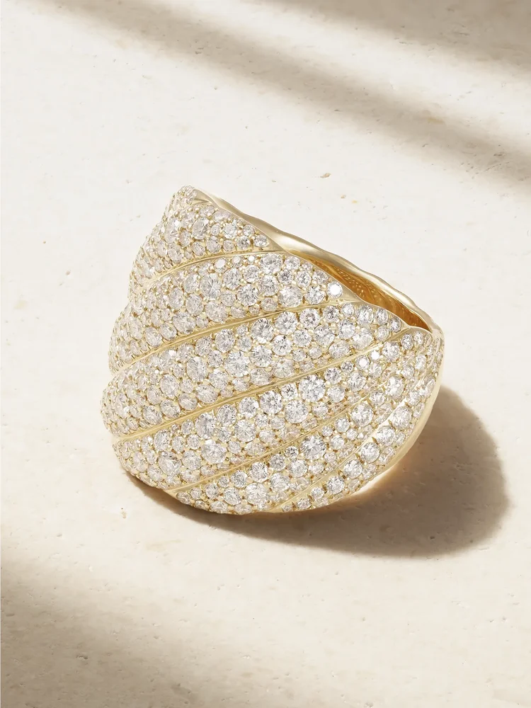 Sculpted Cable 18-karat gold diamond ring