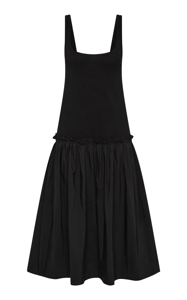 Spliced Cotton-Blend Everyday Midi Dress