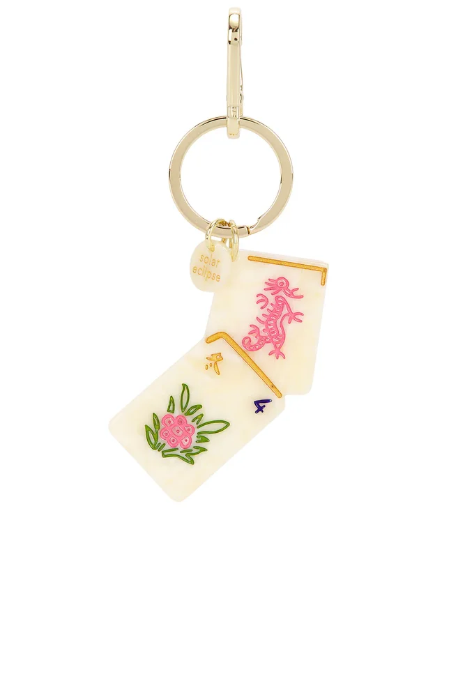 Hand-Painted Flower Mahjong Bag Charm & Keychain