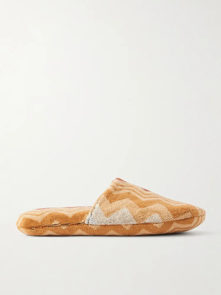Giacomo striped cotton-terry slippers