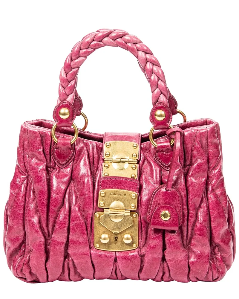 Miu Miu Fuchsia Pink Matelassé Lux Leather Bauletto Aperto (Authentic Pre-Loved)