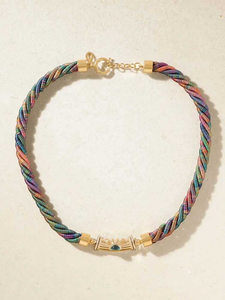 Warrior Dawn 18-karat gold topaz and diamond necklace
