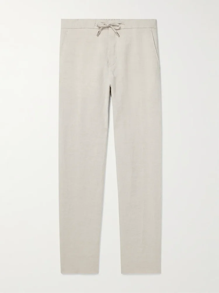 James Straight-Leg Linen Drawstring Trousers